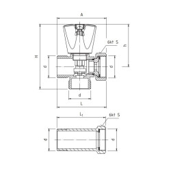 PERFEXIM PROLUNGA ZAWÓR GRZYBKOWY PRZEDŁUŻKA PHA-014O 3/4" x 3/4" x 3/4"